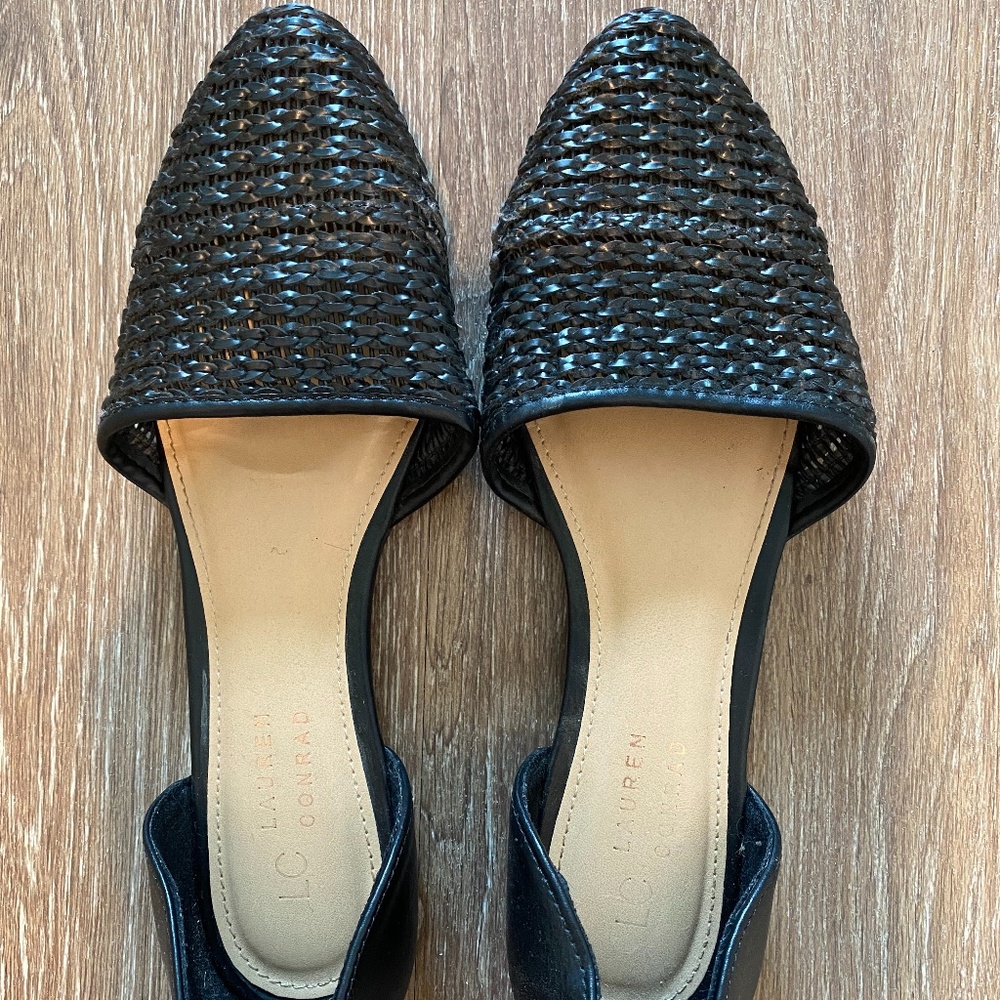 LC Lauren Conrad Woven Ballet Flats Black
